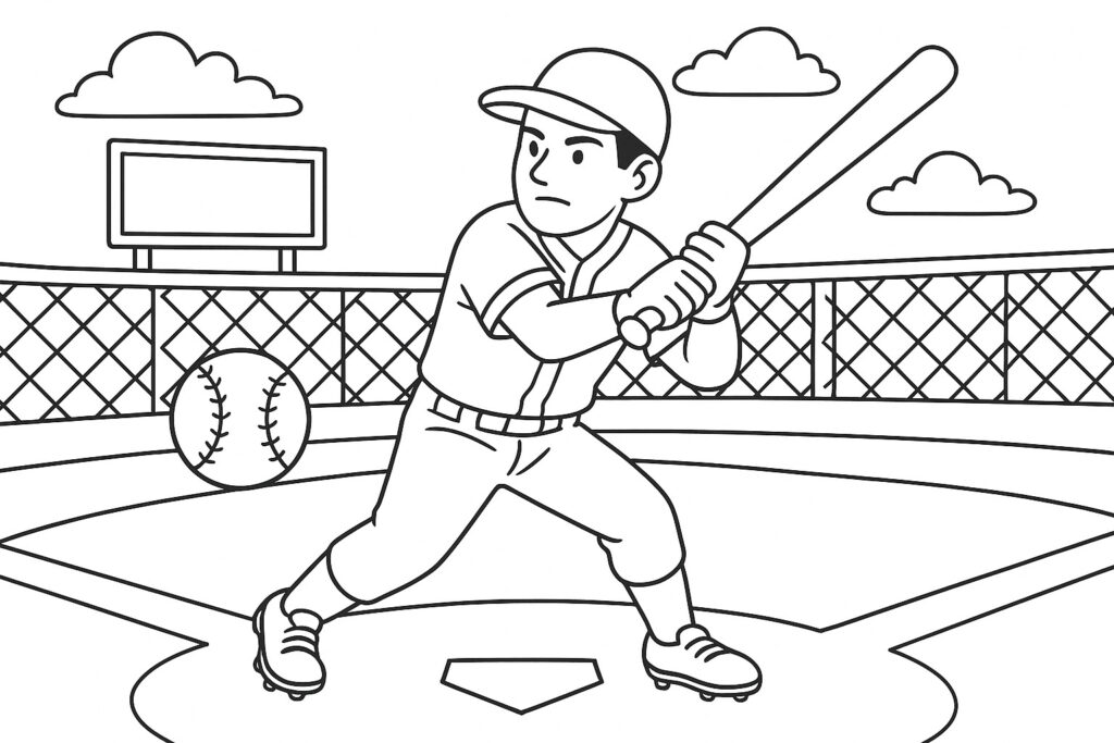 coloriage dessin baseball batteur garcon