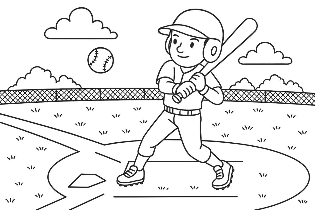 coloriage dessin baseball batteur garcon balle
