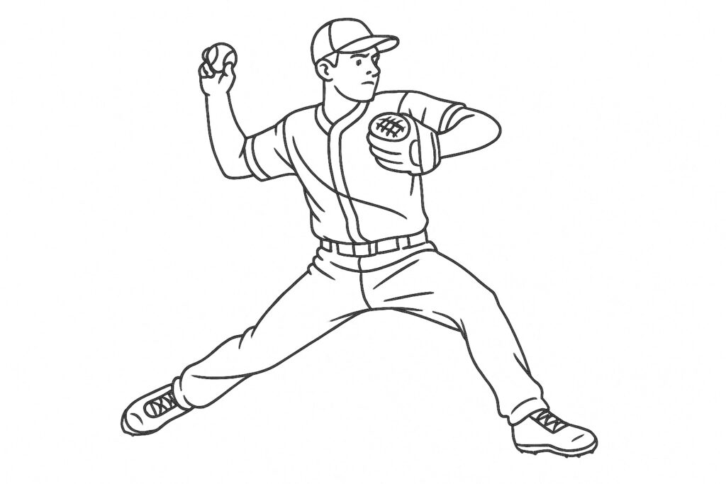coloriage dessin baseball lanceur homme