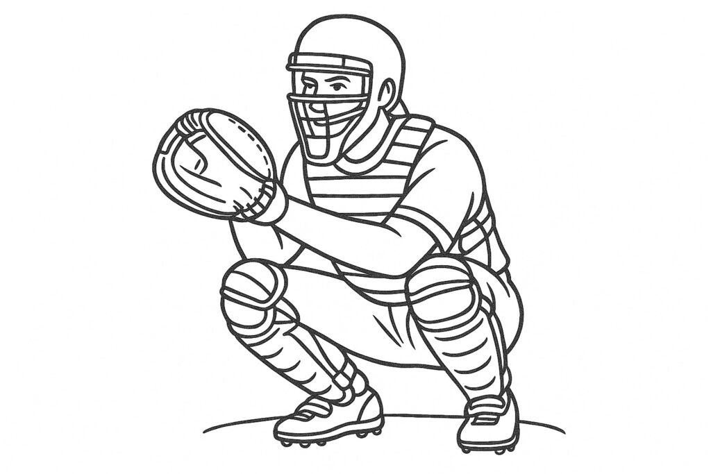 coloriage dessin baseball receveur