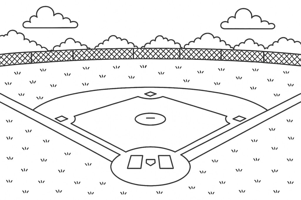 coloriage dessin baseball terrain